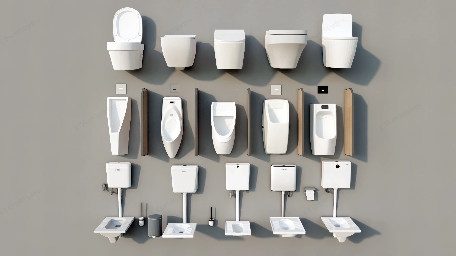 Toilets And Urinals sketchup model preview - SketchupBox