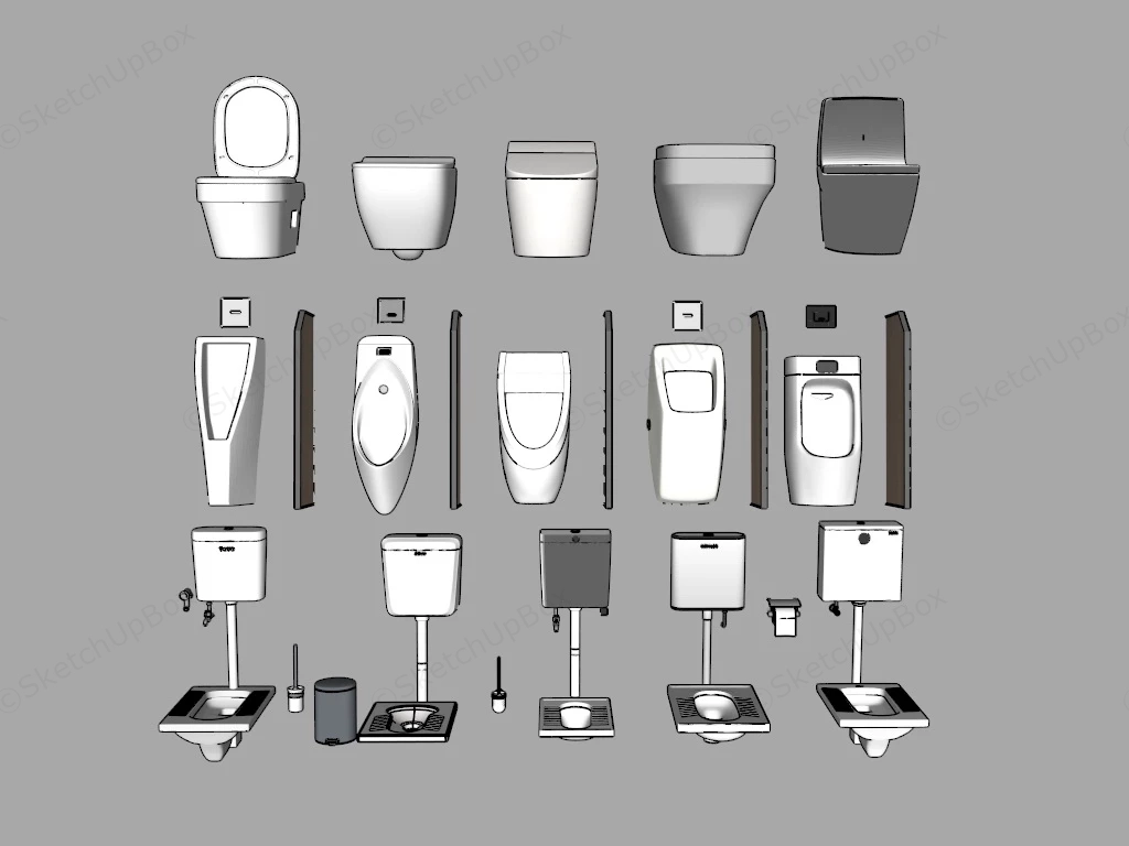 Toilets And Urinals sketchup model preview - SketchupBox
