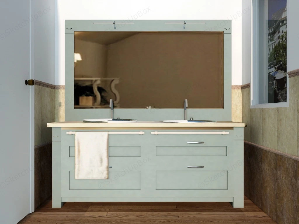 Retro Blue Bathroom Vanity sketchup model preview - SketchupBox