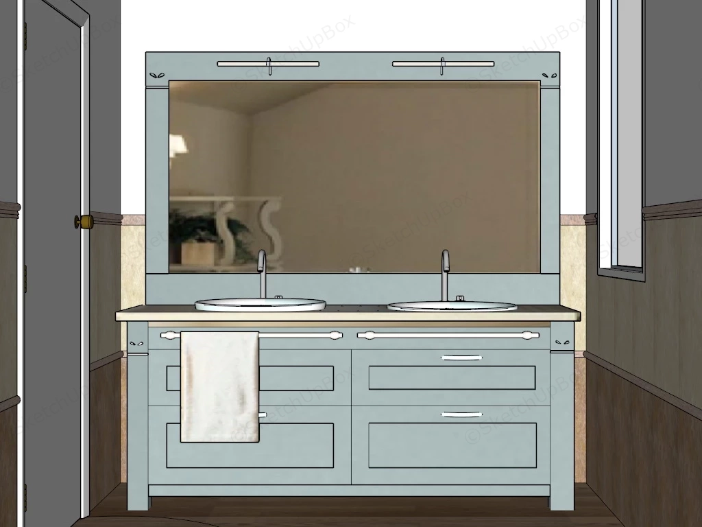 Retro Blue Bathroom Vanity sketchup model preview - SketchupBox