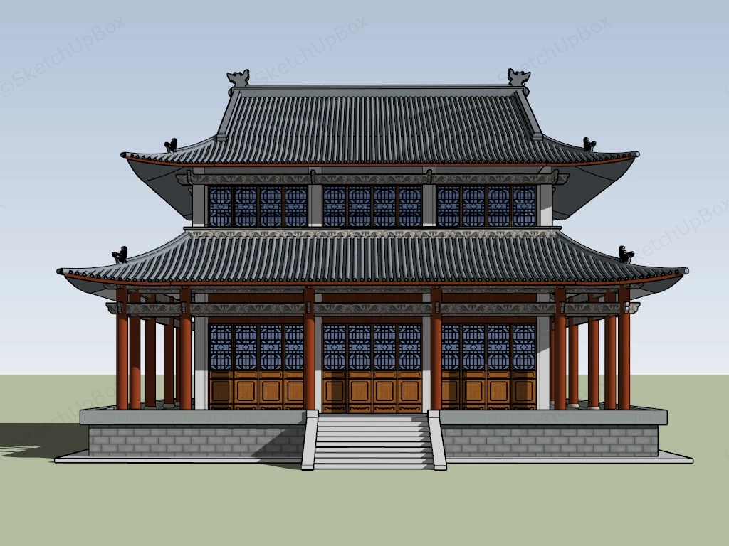 Main Buddha Hall sketchup model preview - SketchupBox