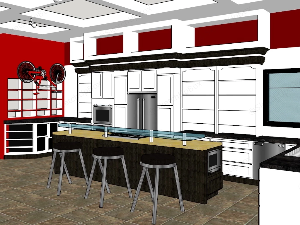 Full Outdoor Kitchen sketchup model preview - SketchupBox