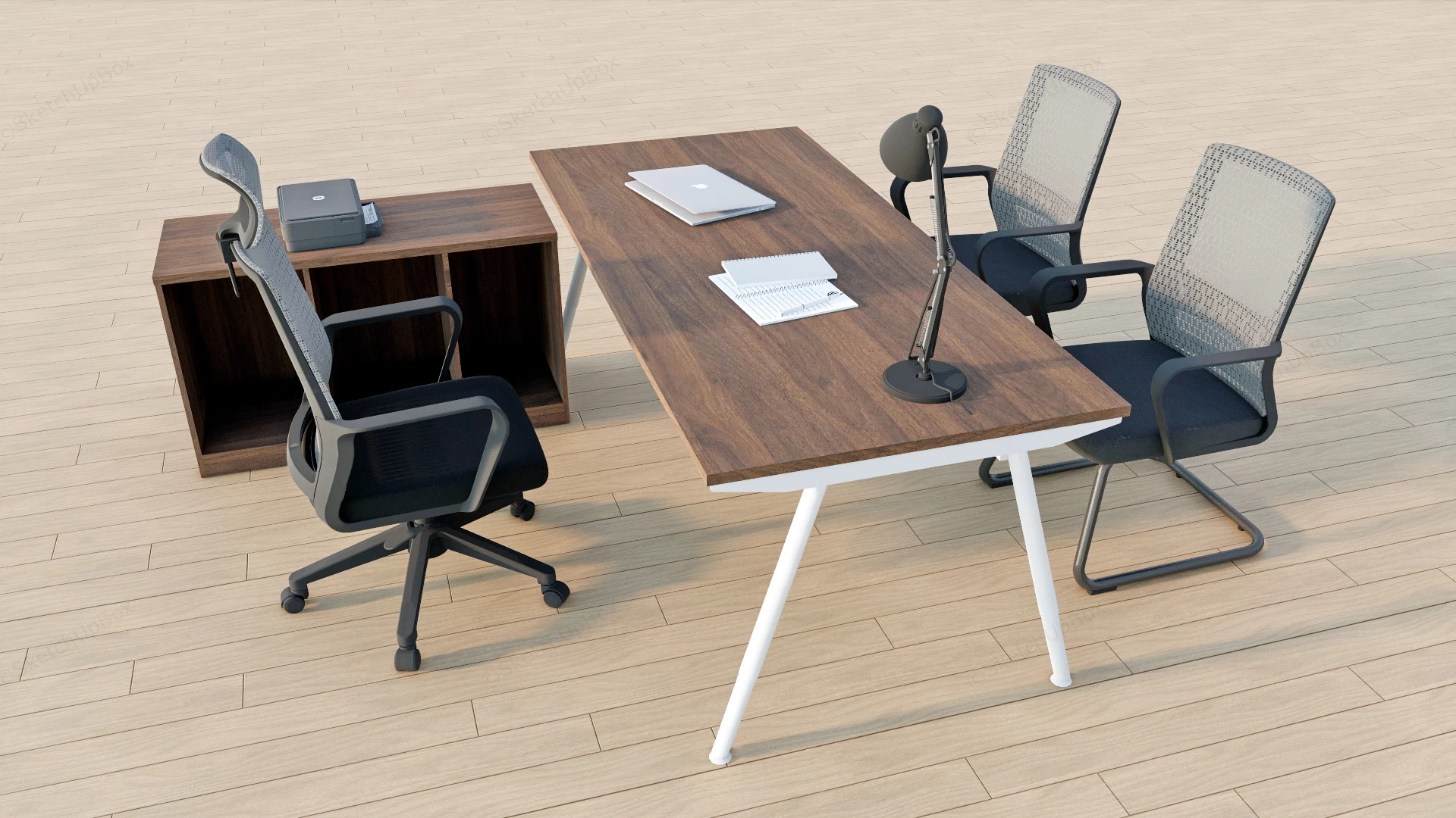Modern Office Desk And Chairs sketchup model preview - SketchupBox