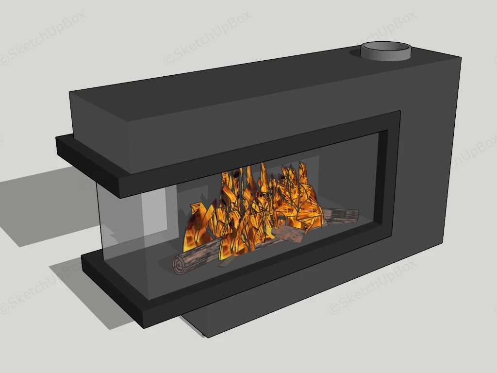 Modern Fireplace sketchup model preview - SketchupBox