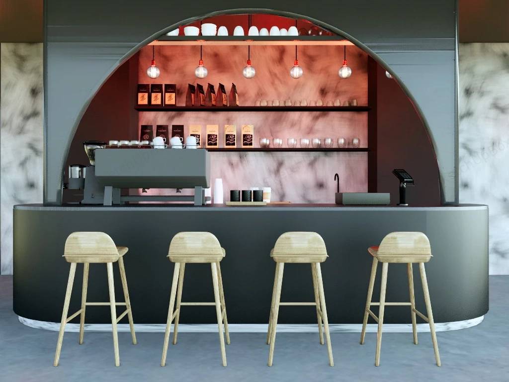 Commercial Coffee Bar sketchup model preview - SketchupBox