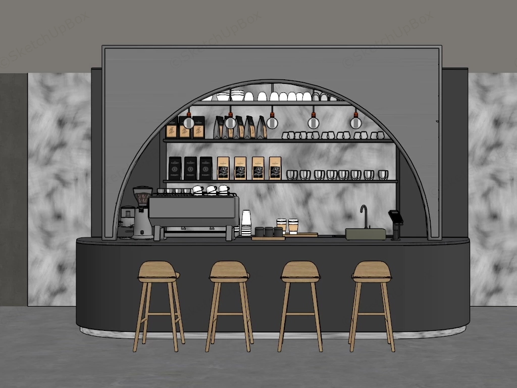 Commercial Coffee Bar sketchup model preview - SketchupBox