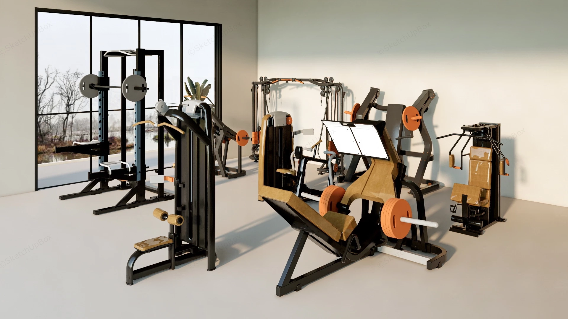 Strength Training Gym Equipment sketchup model preview - SketchupBox