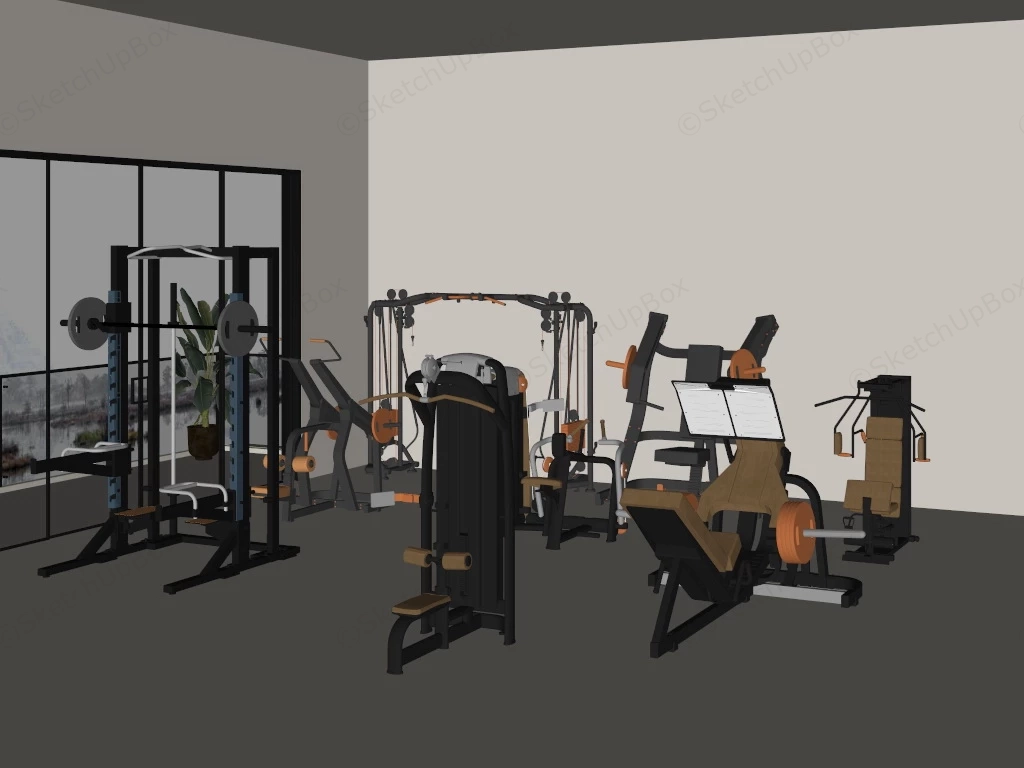 Strength Training Gym Equipment sketchup model preview - SketchupBox