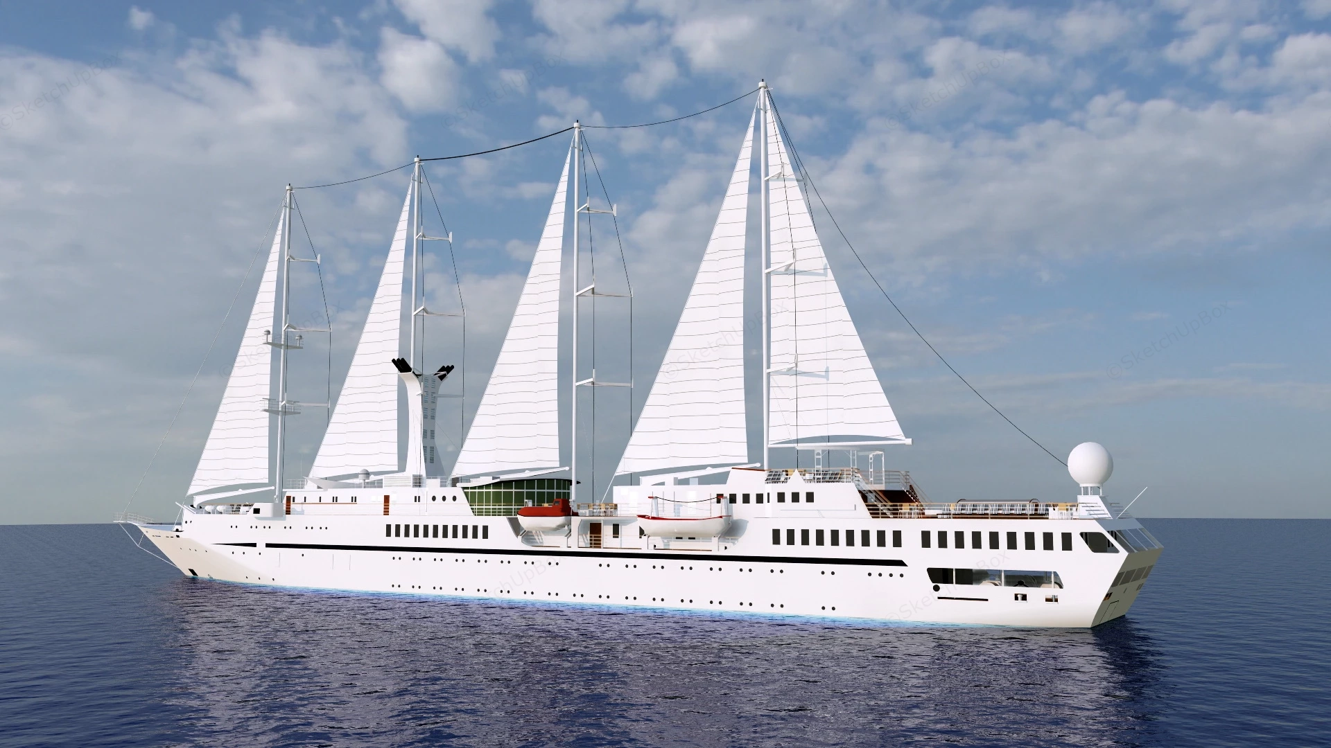 Luxury Sailing Cruise Ship sketchup model preview - SketchupBox