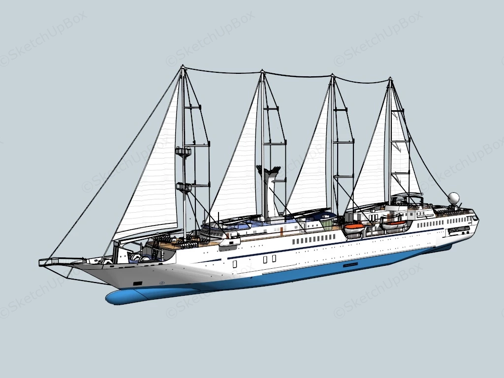 Luxury Sailing Cruise Ship sketchup model preview - SketchupBox