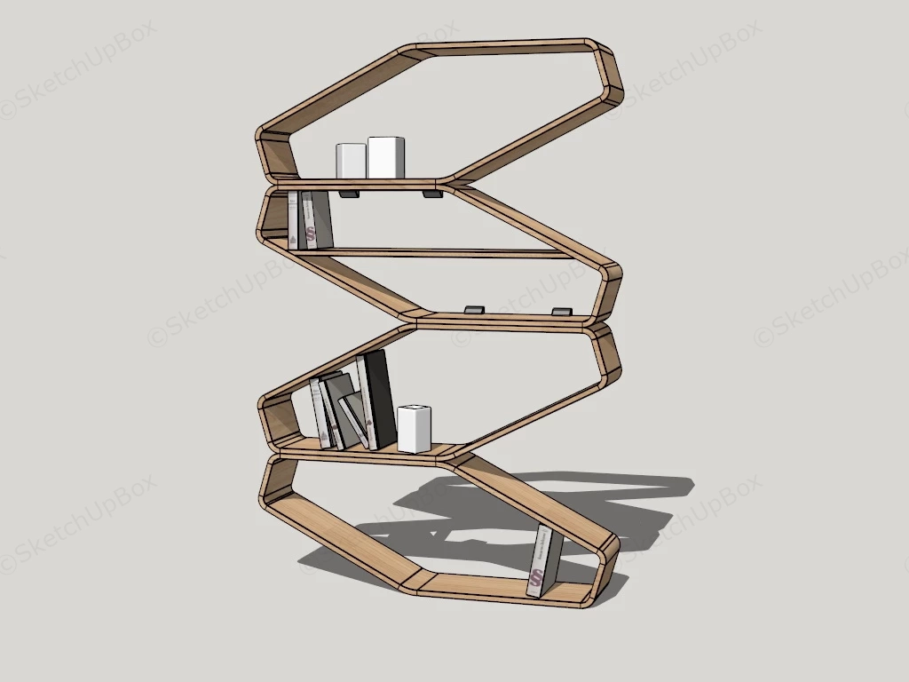 Decorative Wood Bookcase sketchup model preview - SketchupBox