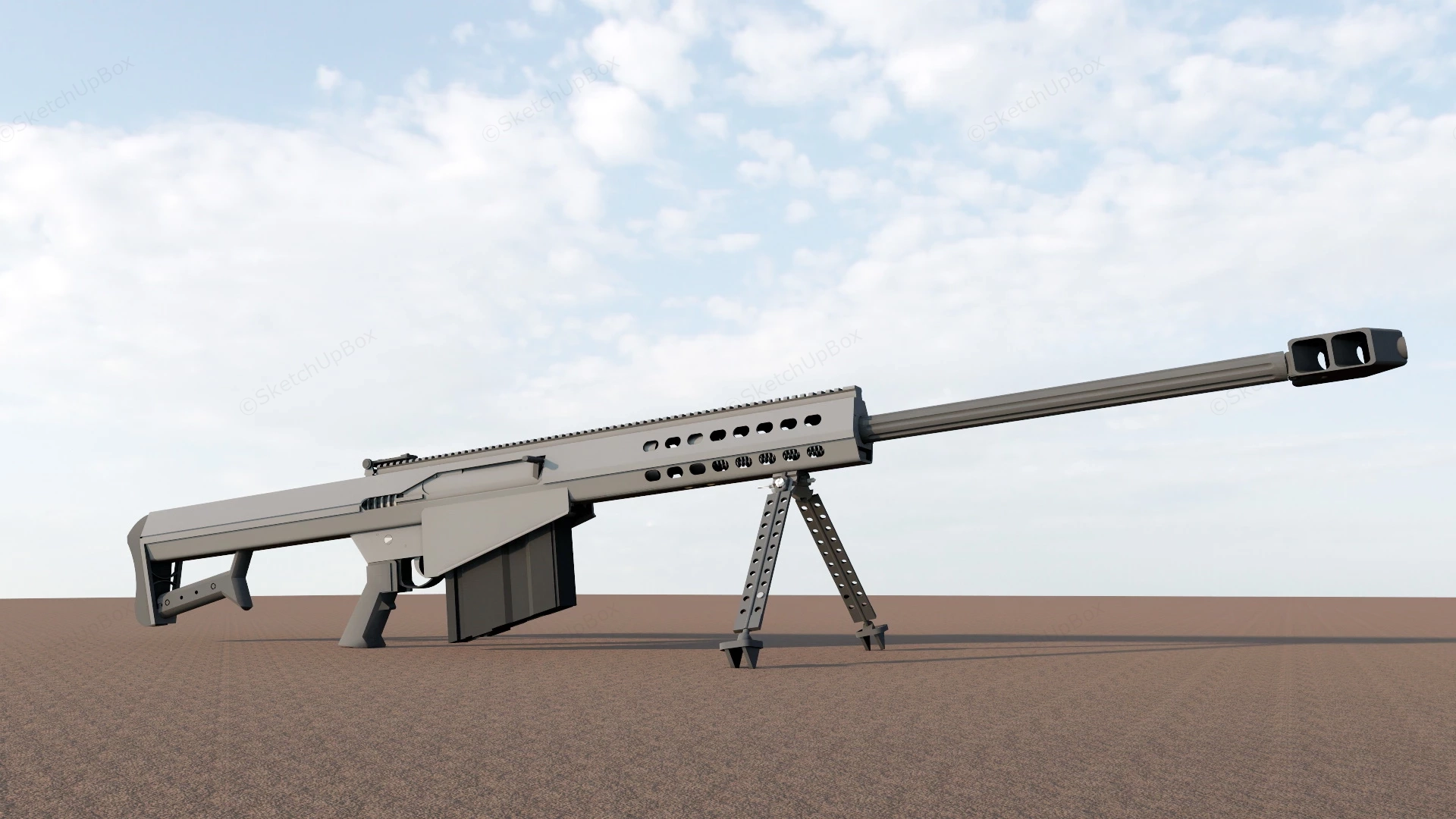 Barrett M82A1 sketchup model preview - SketchupBox