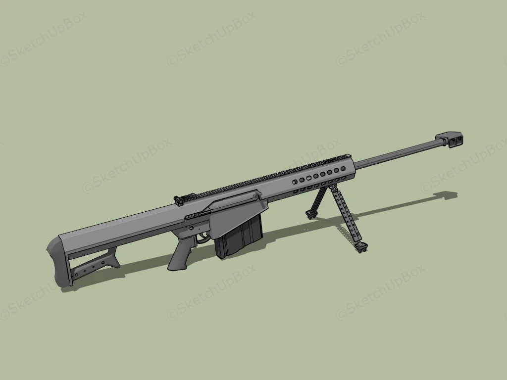Barrett M82A1 sketchup model preview - SketchupBox