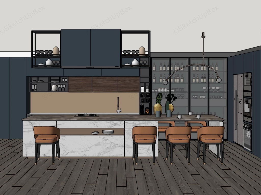 Contemporary Kitchen Island Idea sketchup model preview - SketchupBox
