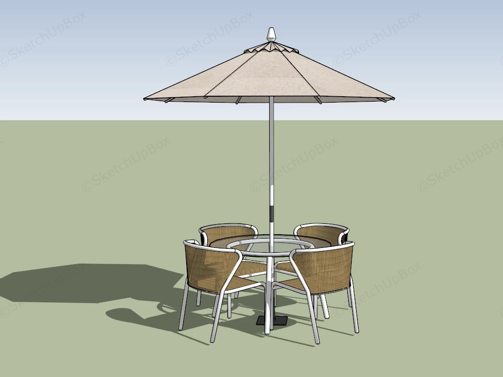 Small Patio Set With Umbrella sketchup model preview - SketchupBox