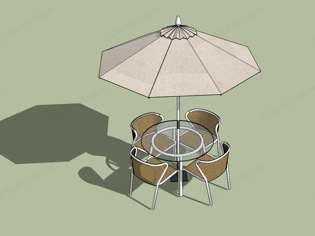 Small Patio Set With Umbrella sketchup model preview - SketchupBox