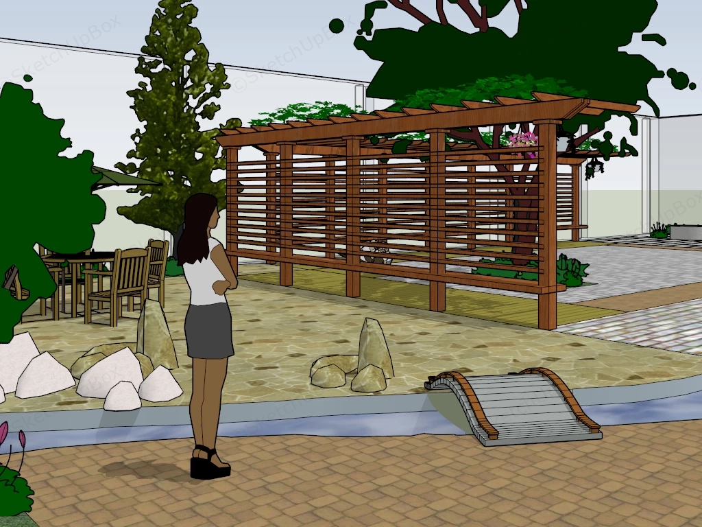 Outdoor Backyard Patio Idea sketchup model preview - SketchupBox