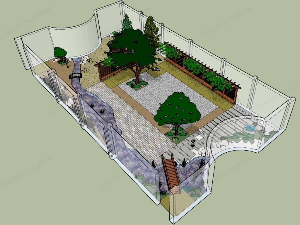 Outdoor Backyard Patio Idea sketchup model preview - SketchupBox