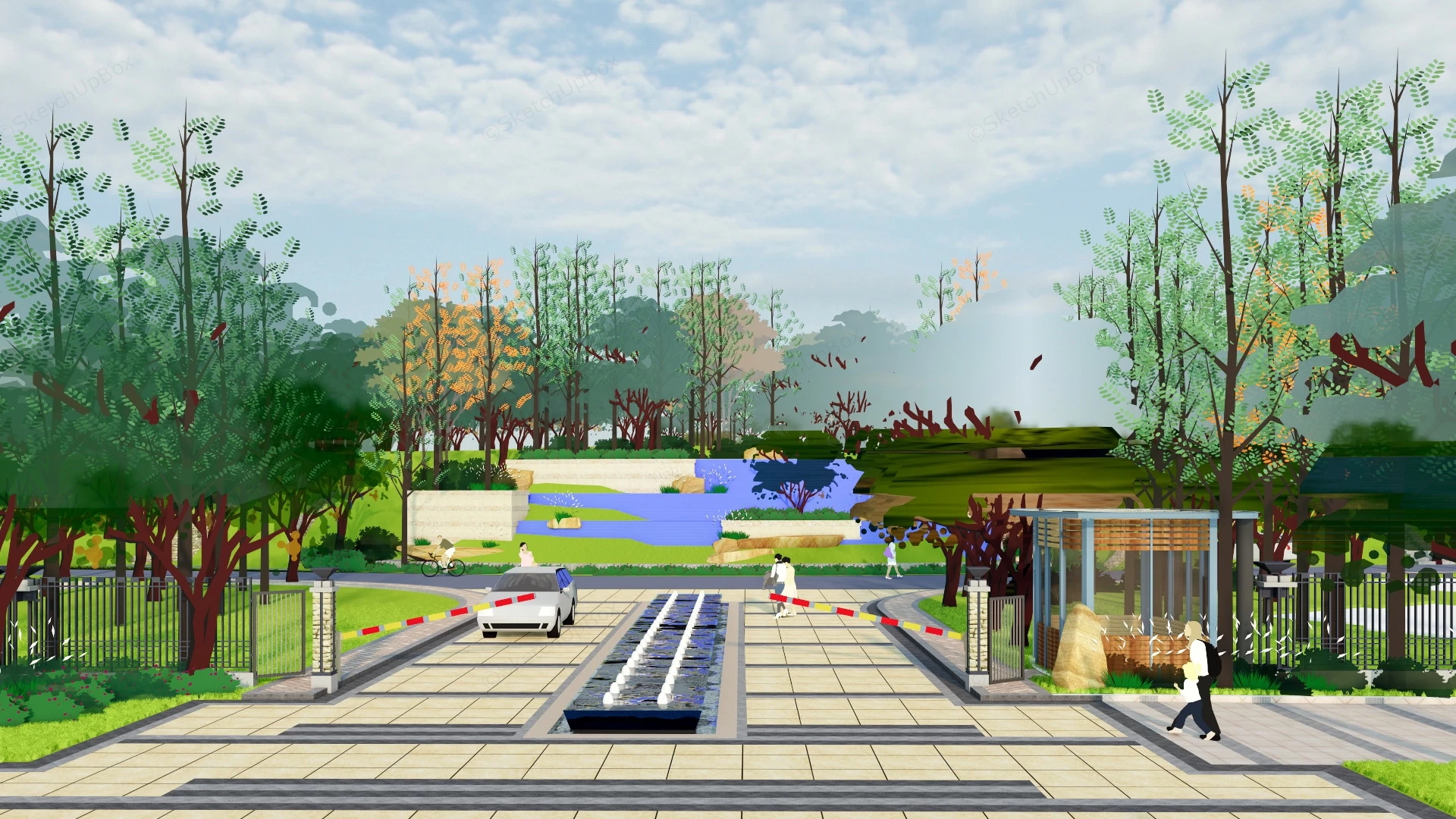 Urban Pocket Park sketchup model preview - SketchupBox