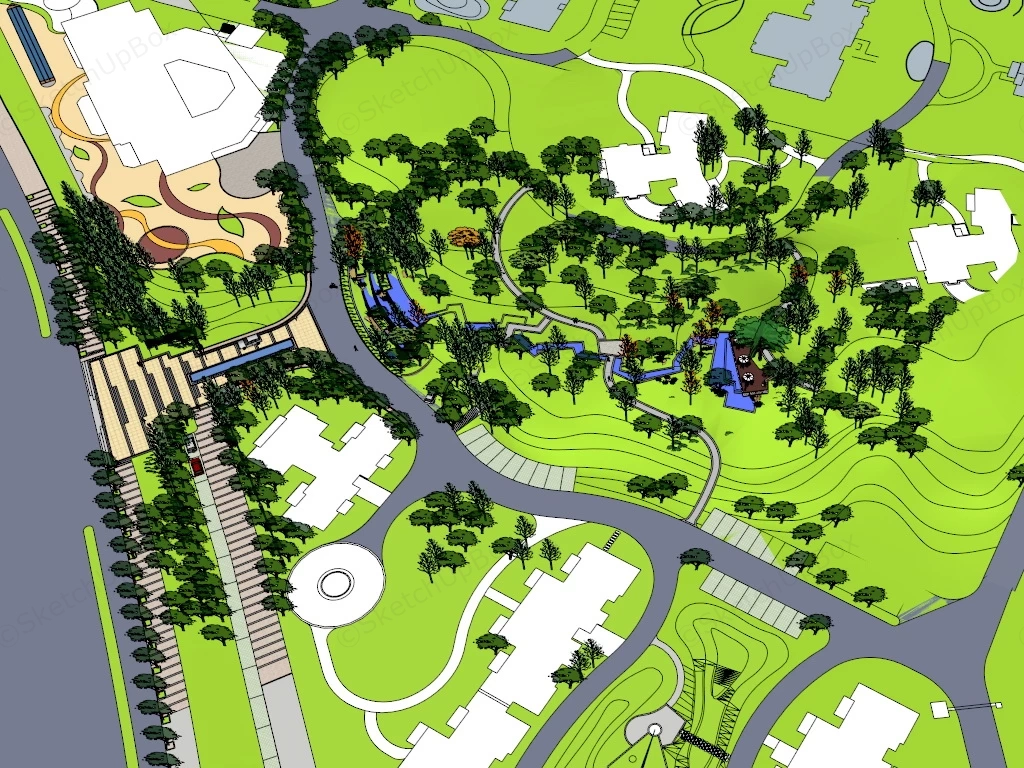Urban Pocket Park sketchup model preview - SketchupBox