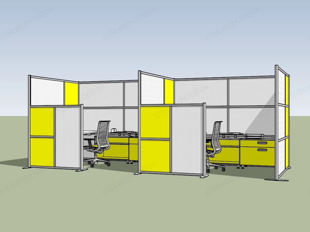 Modular Office Cubicles sketchup model preview - SketchupBox