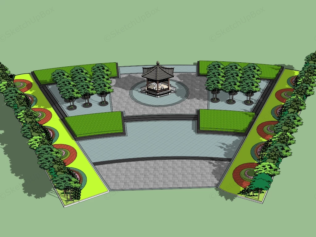 Small Park Square sketchup model preview - SketchupBox