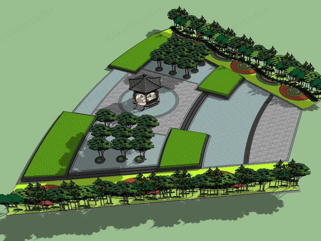 Small Park Square sketchup model preview - SketchupBox