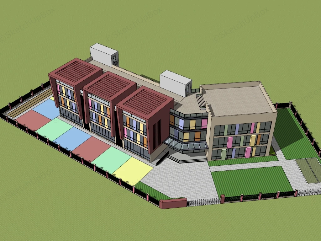 Kindergarten Architecture Design sketchup model preview - SketchupBox