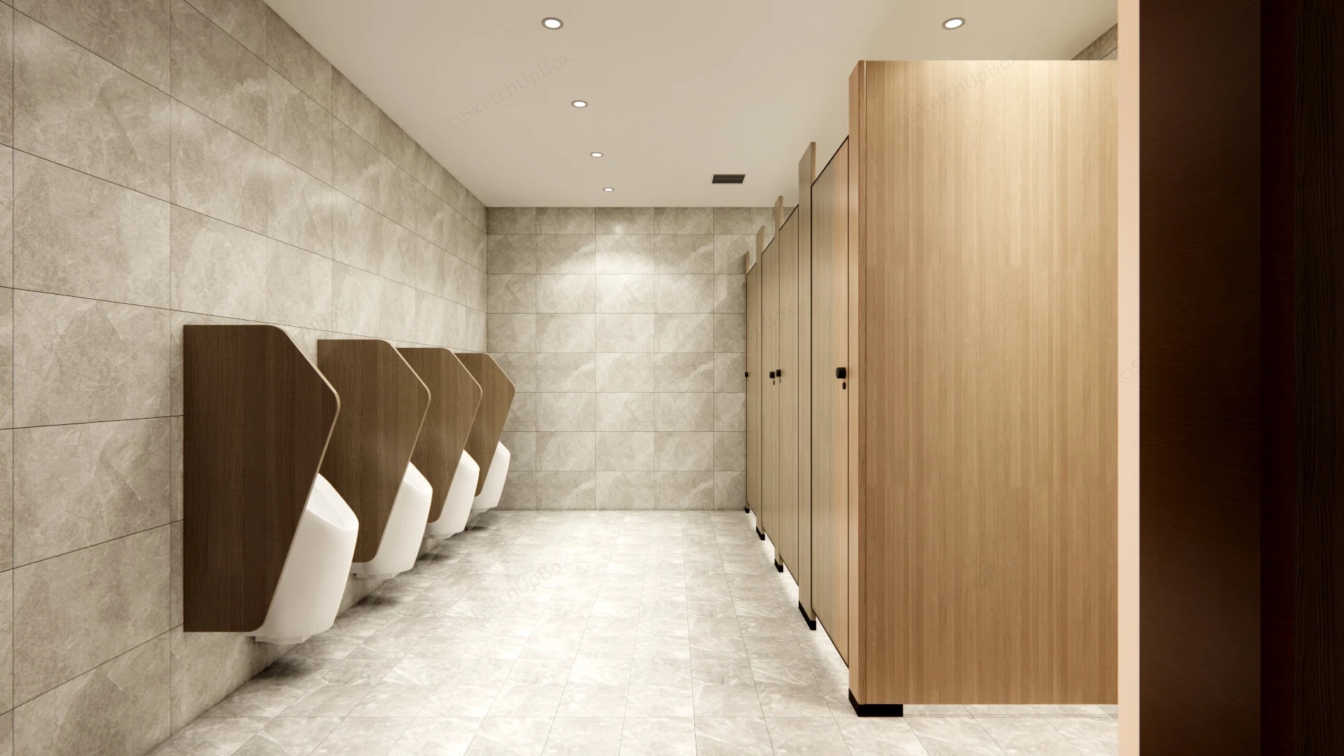 Men's Public Restroom Design sketchup model preview - SketchupBox