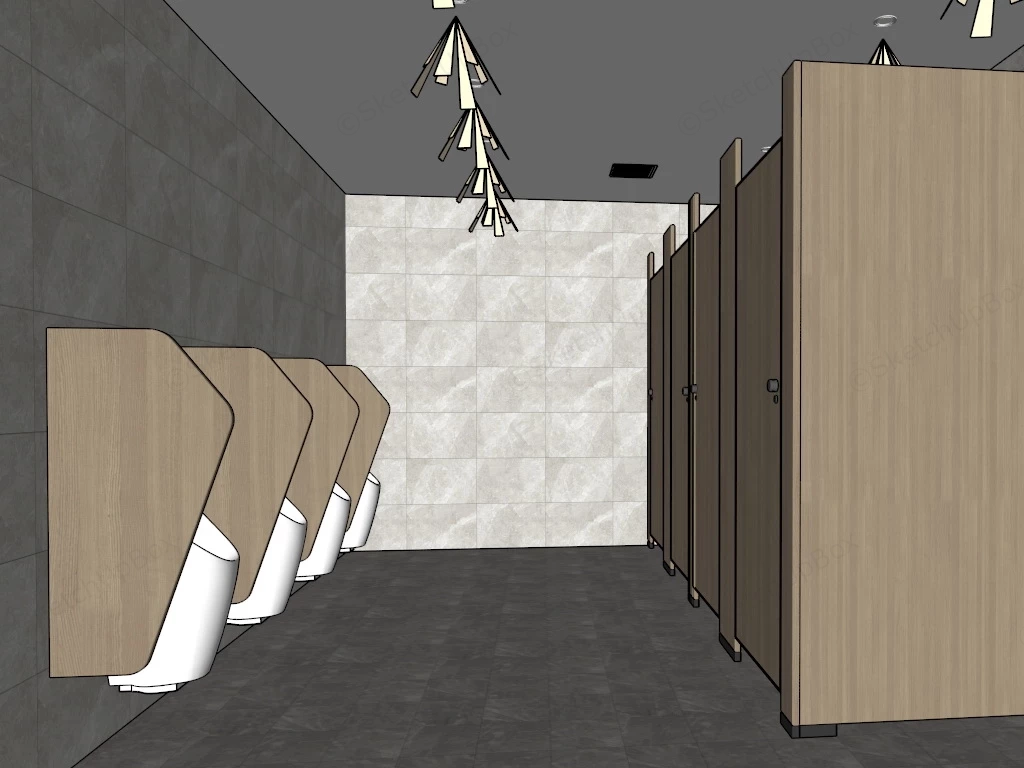Men's Public Restroom Design sketchup model preview - SketchupBox