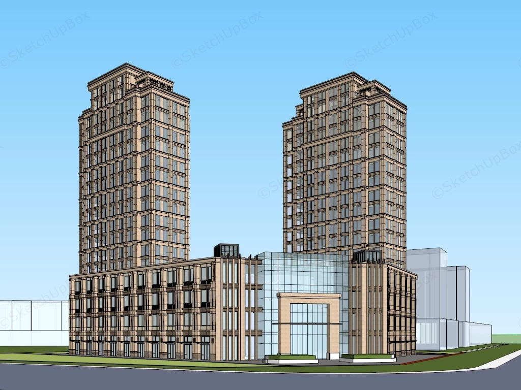 Commercial And Residential Complex sketchup model preview - SketchupBox