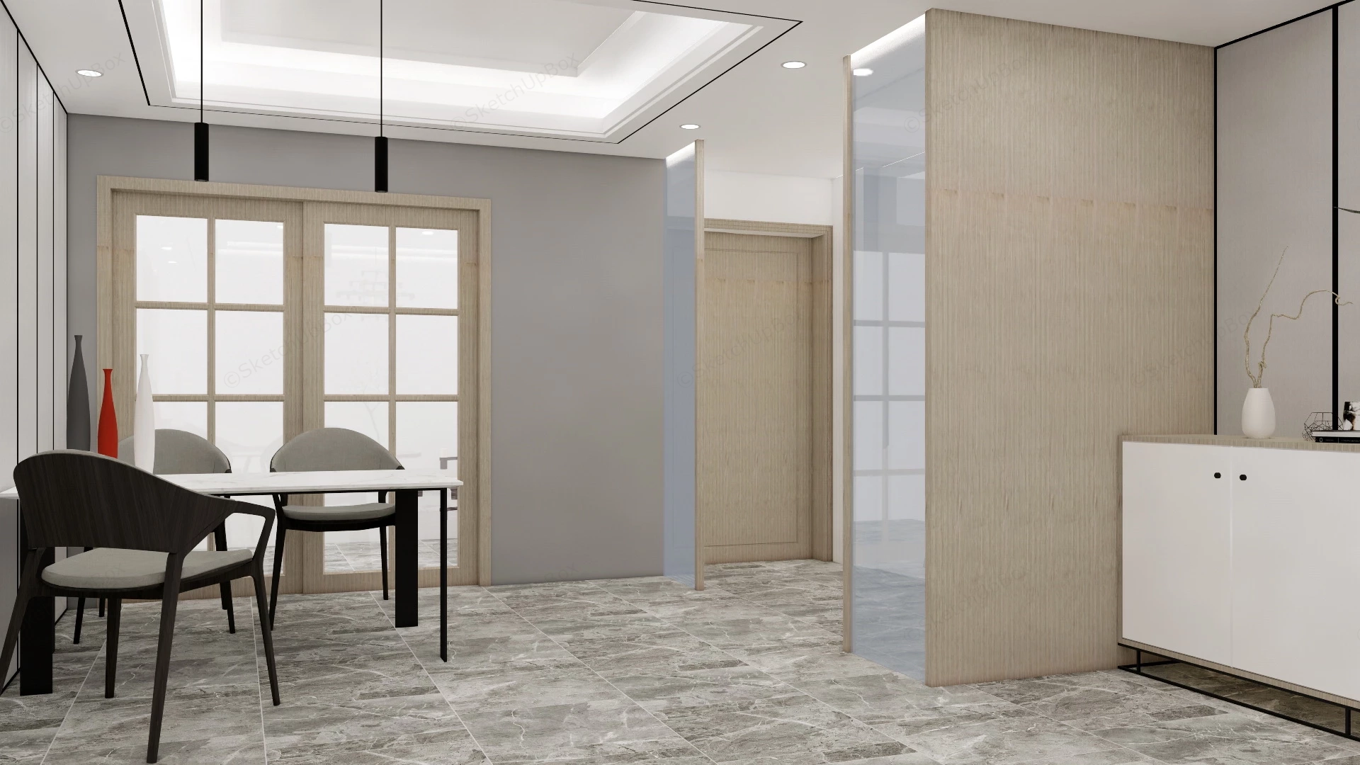 Minimalist Living Room And Dining Room Design sketchup model preview - SketchupBox