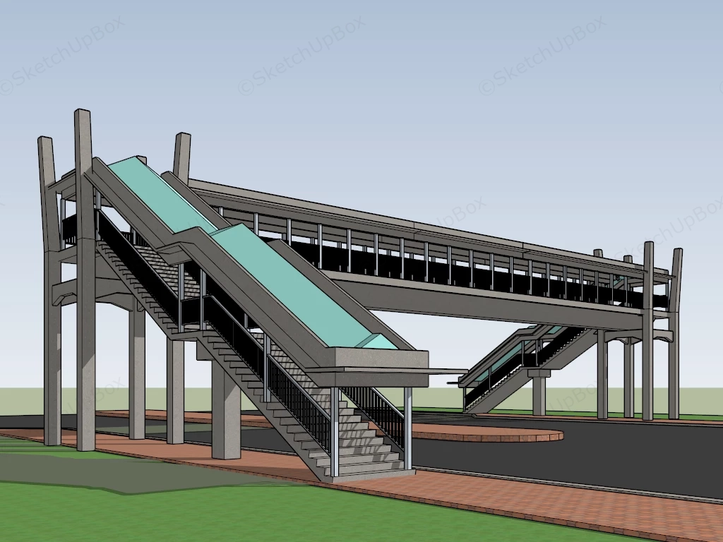 Pedestrian Crossing Bridge sketchup model preview - SketchupBox