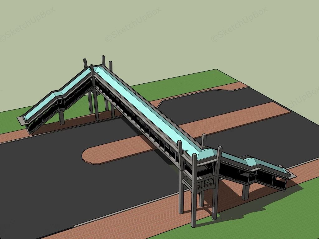 Pedestrian Crossing Bridge sketchup model preview - SketchupBox