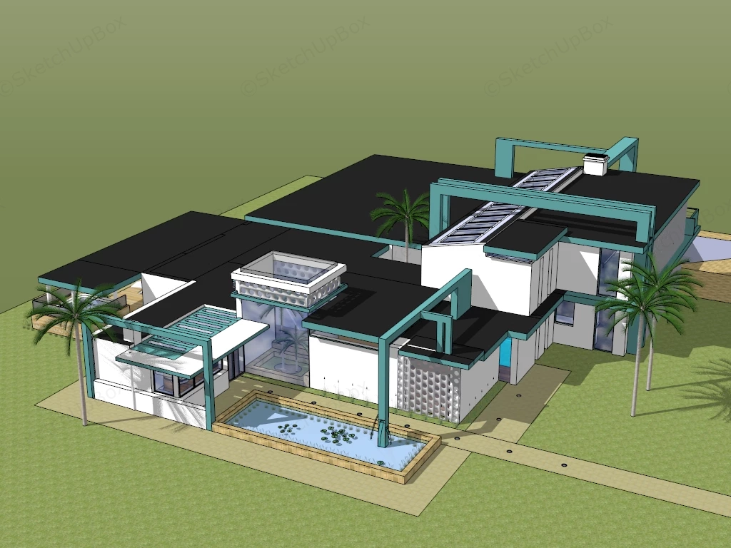 Tropical Villa Design sketchup model preview - SketchupBox