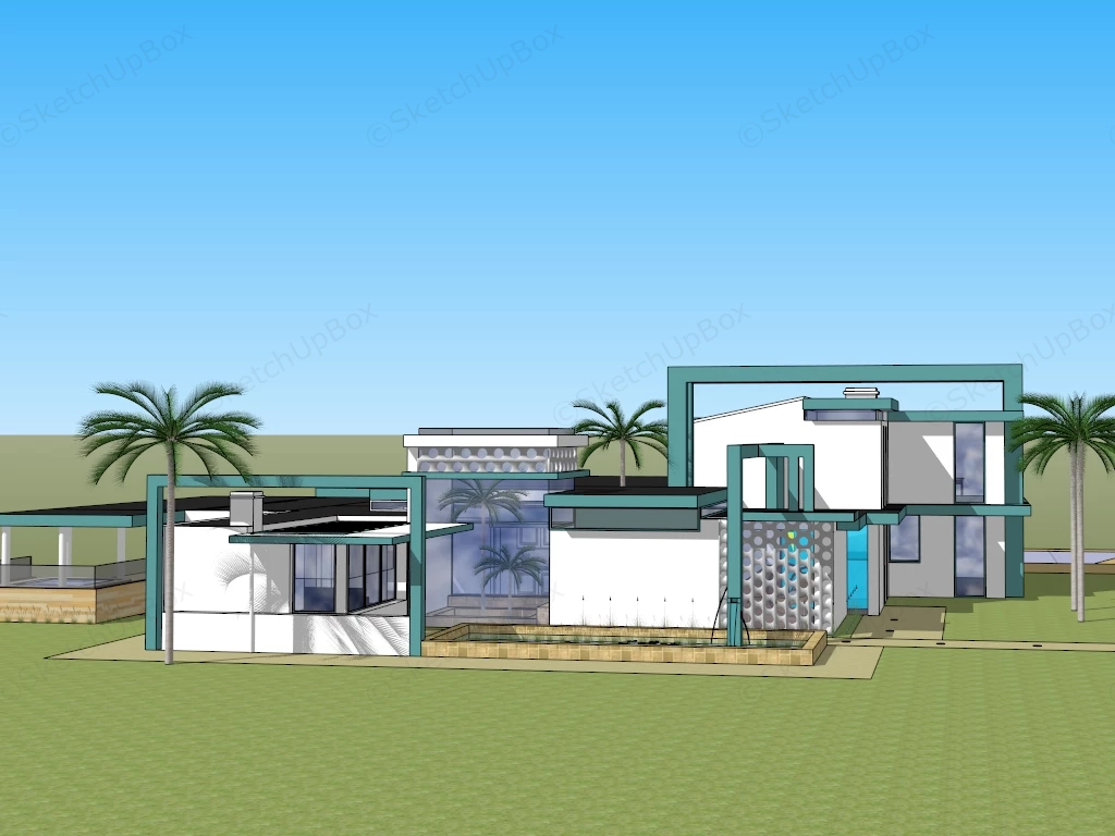 Tropical Villa Design sketchup model preview - SketchupBox