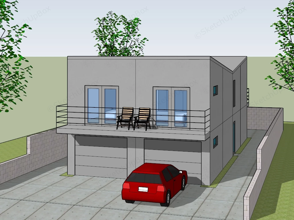 City Modern House Design sketchup model preview - SketchupBox