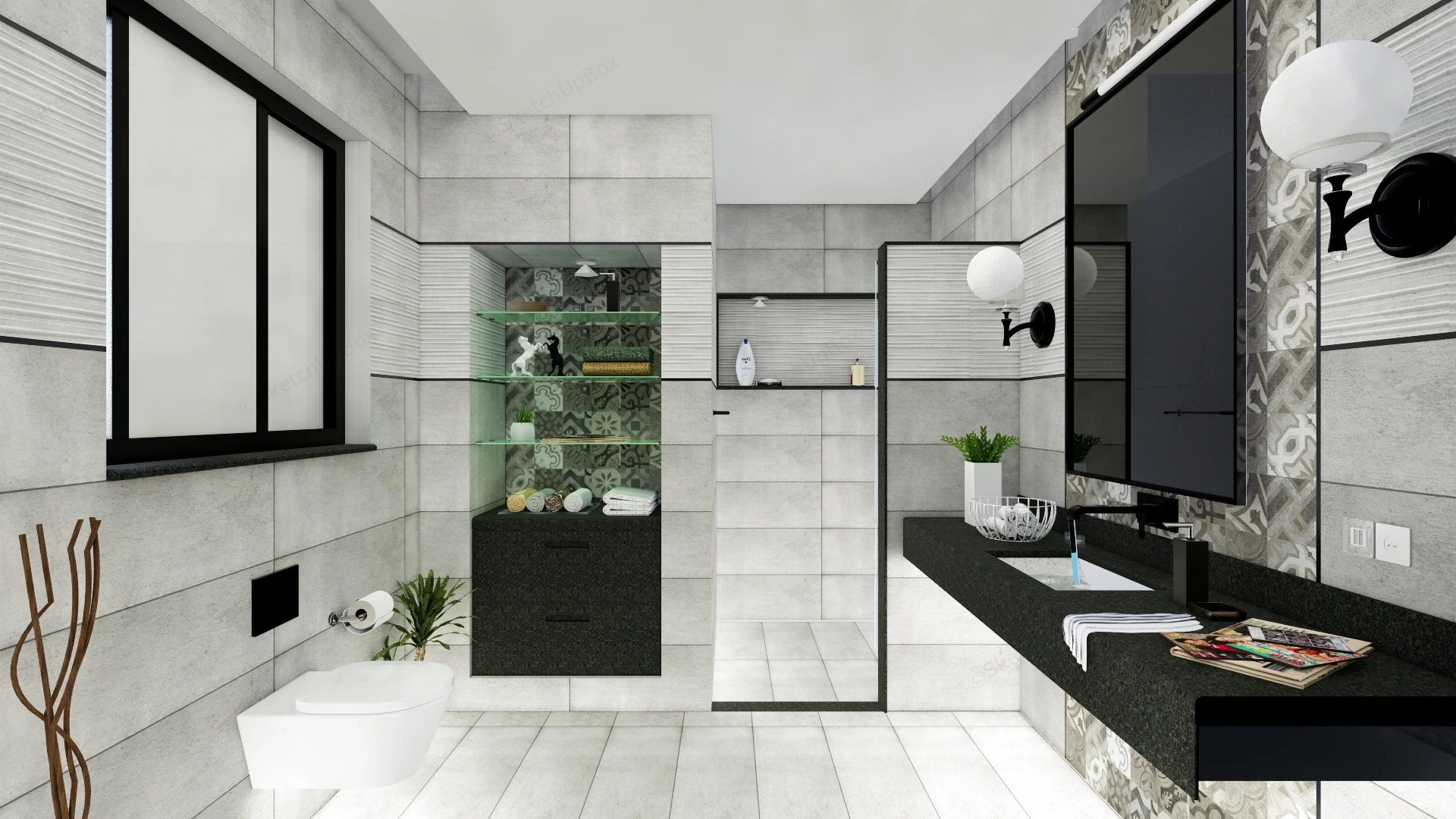 Small Grey Bathroom Ideas sketchup model preview - SketchupBox
