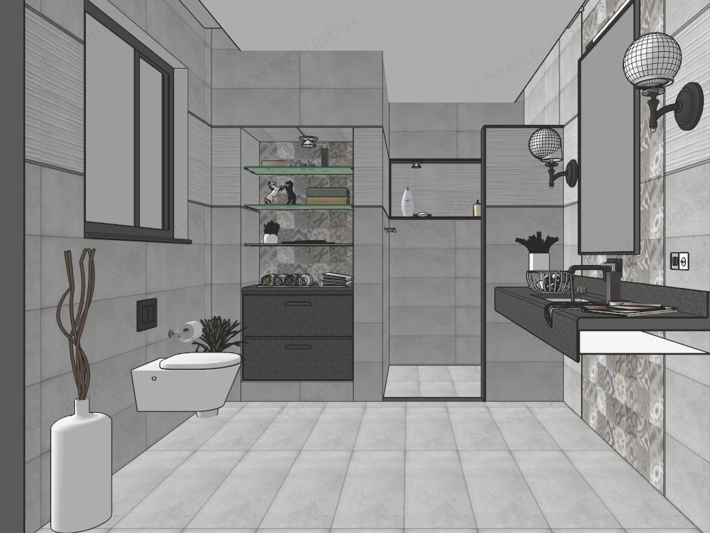 Small Grey Bathroom Ideas sketchup model preview - SketchupBox