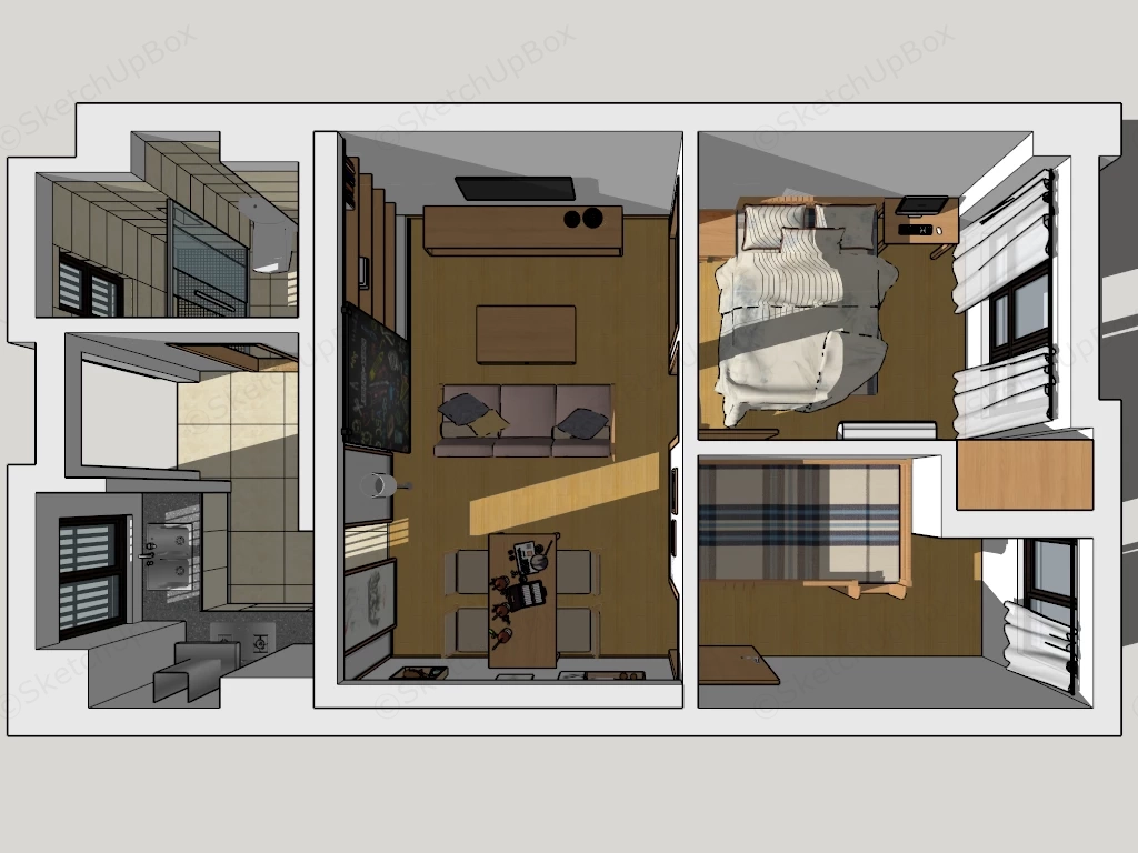 Small Japanese Apartment Interior sketchup model preview - SketchupBox