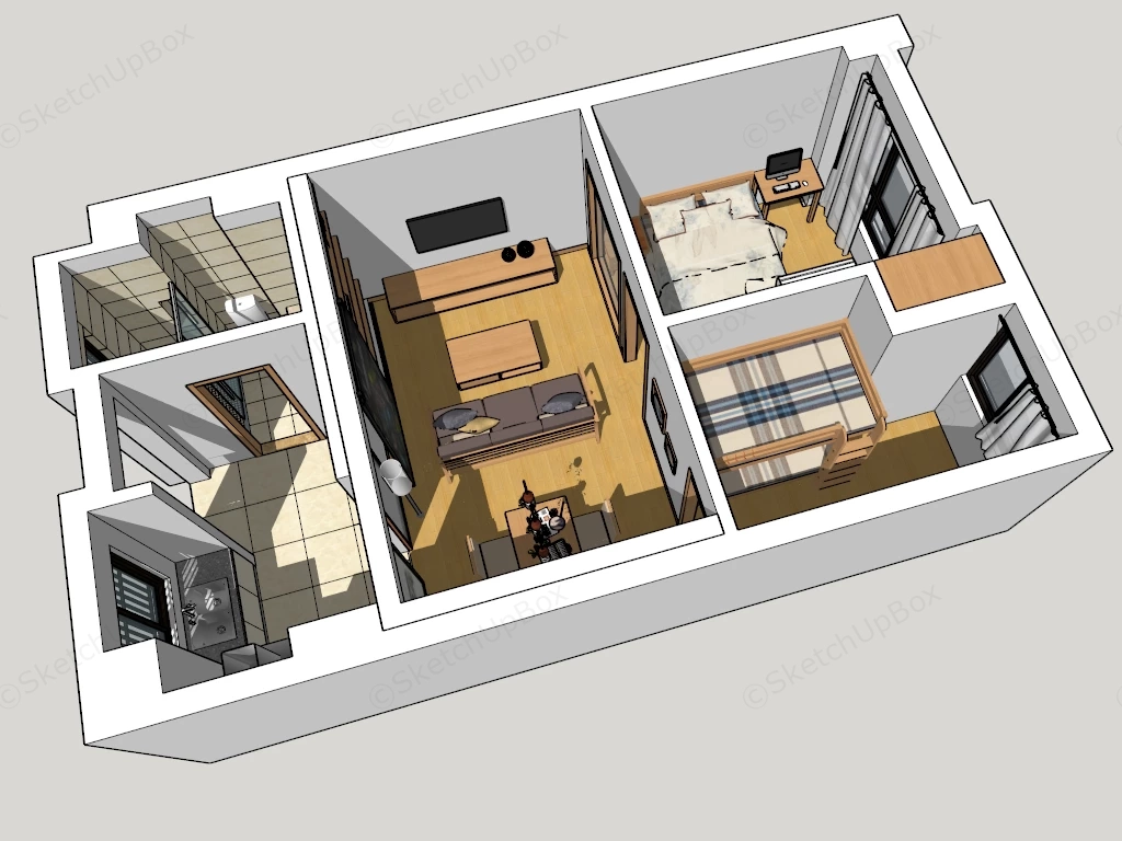 Small Japanese Apartment Interior sketchup model preview - SketchupBox
