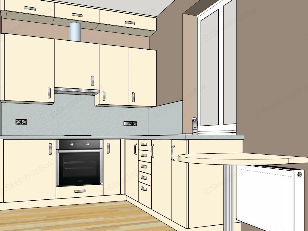 Creamy Yellow Kitchen Cabinets sketchup model preview - SketchupBox
