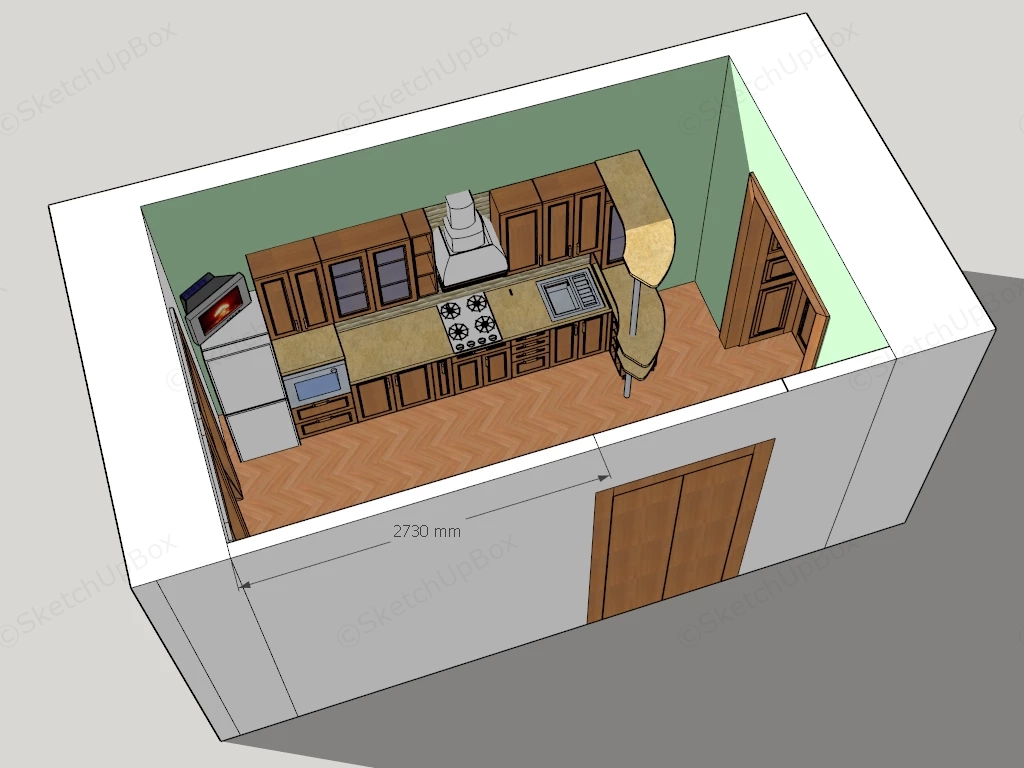 Traditional Style Kitchen Cabinets sketchup model preview - SketchupBox
