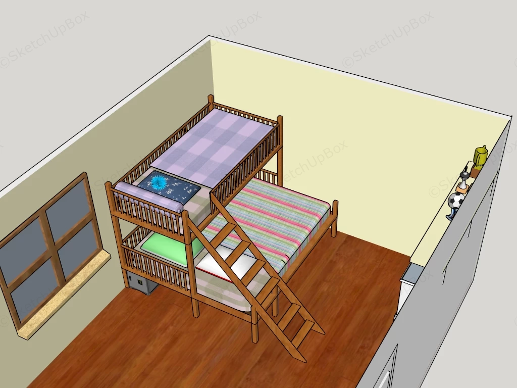 Bunk Bed Boys Room sketchup model preview - SketchupBox