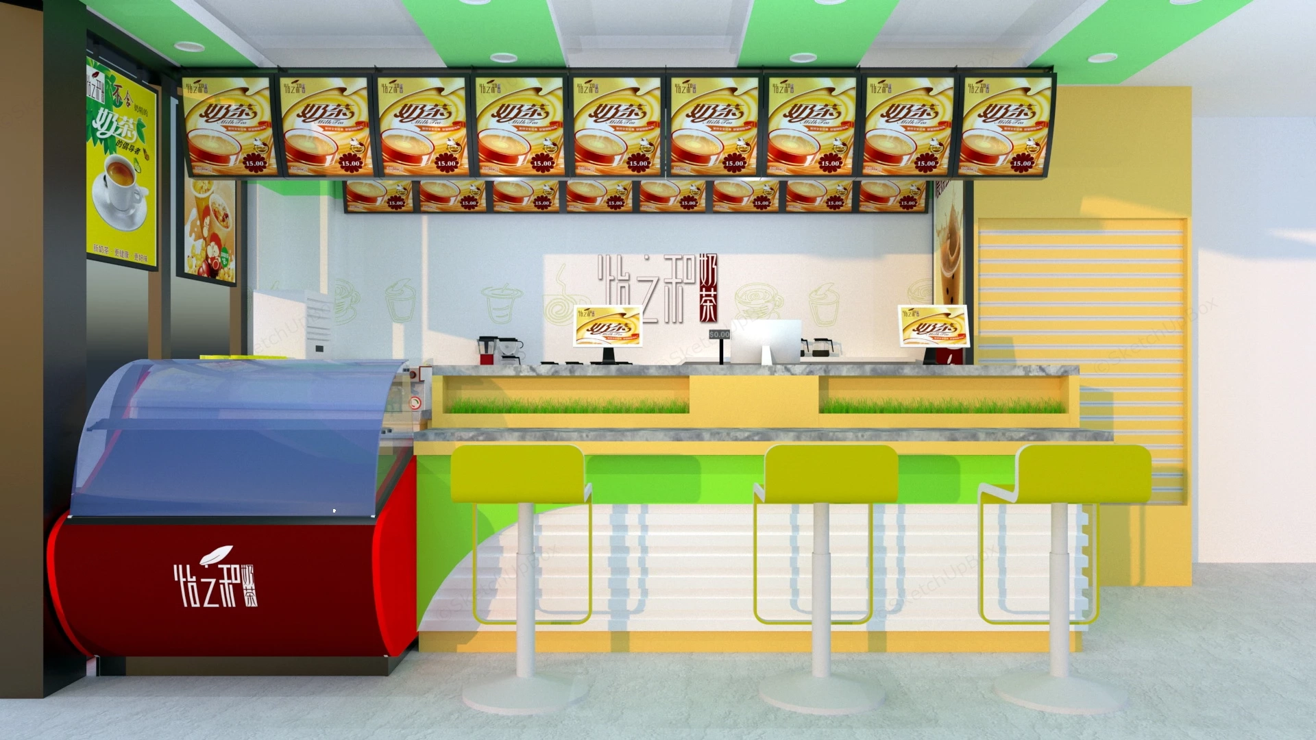 Bubble Tea Shopping Mall Stand sketchup model preview - SketchupBox