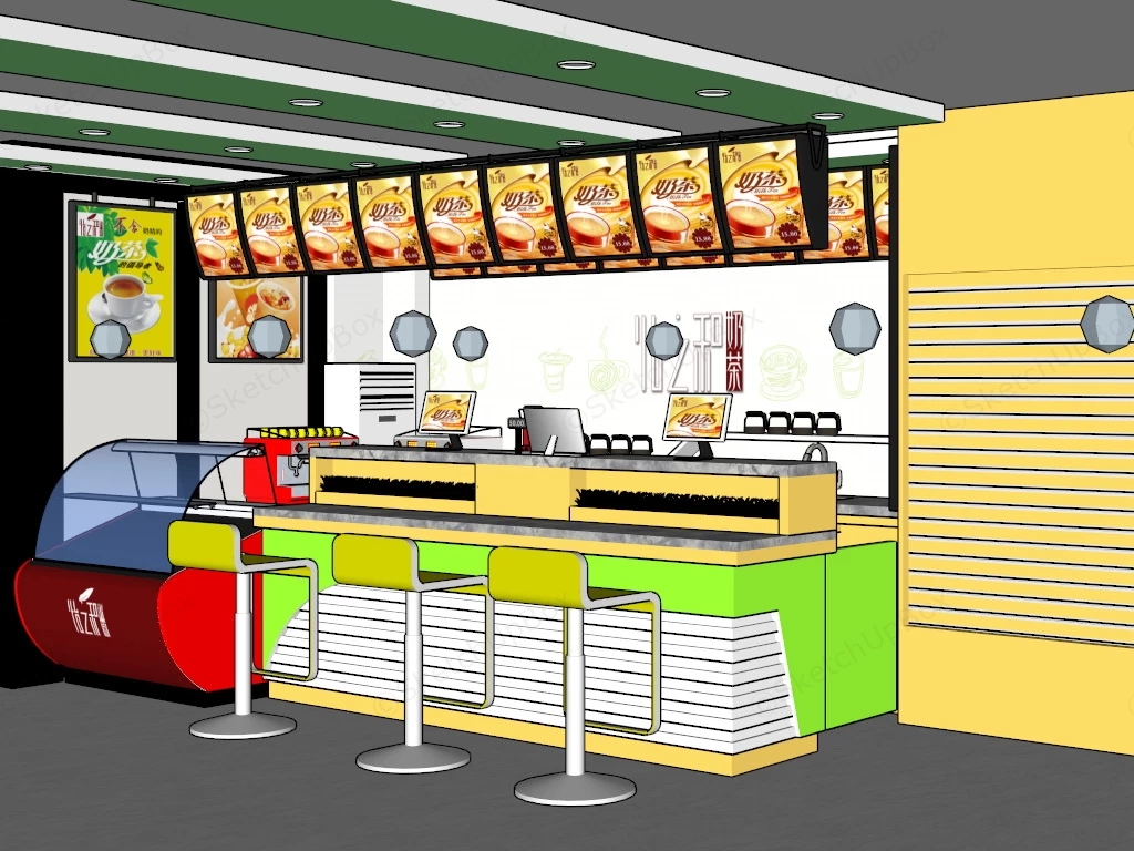 Bubble Tea Shopping Mall Stand sketchup model preview - SketchupBox