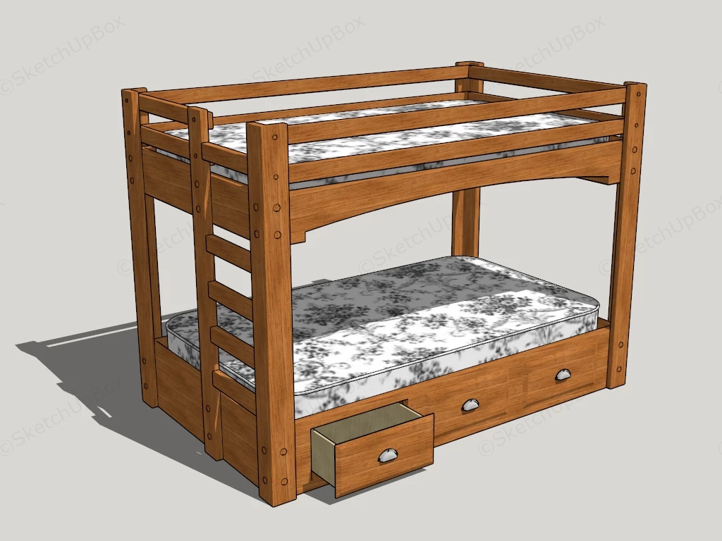 Bunk Bed With Drawers sketchup model preview - SketchupBox