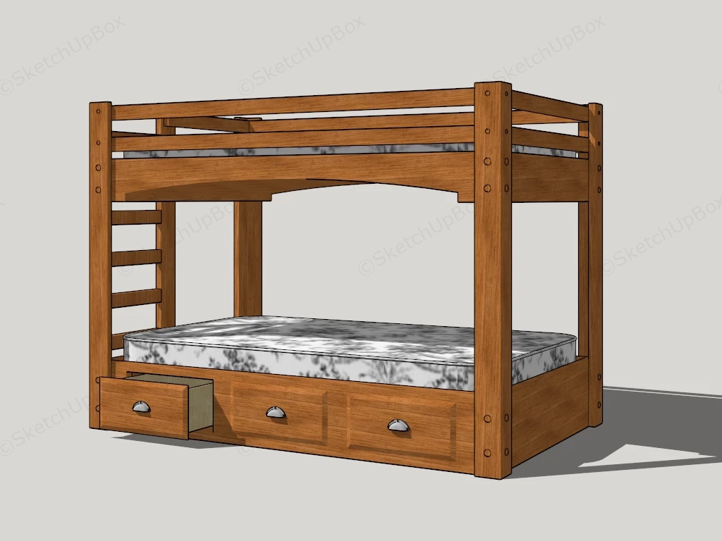 Bunk Bed With Drawers sketchup model preview - SketchupBox