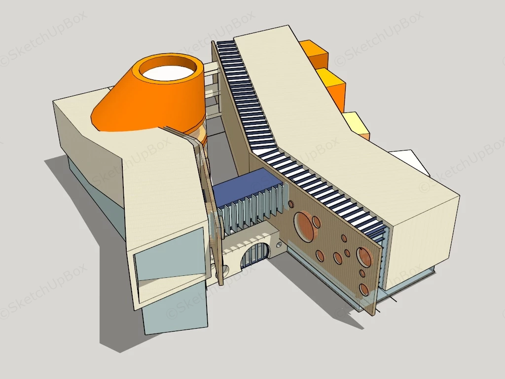 Kindergarten School Building sketchup model preview - SketchupBox