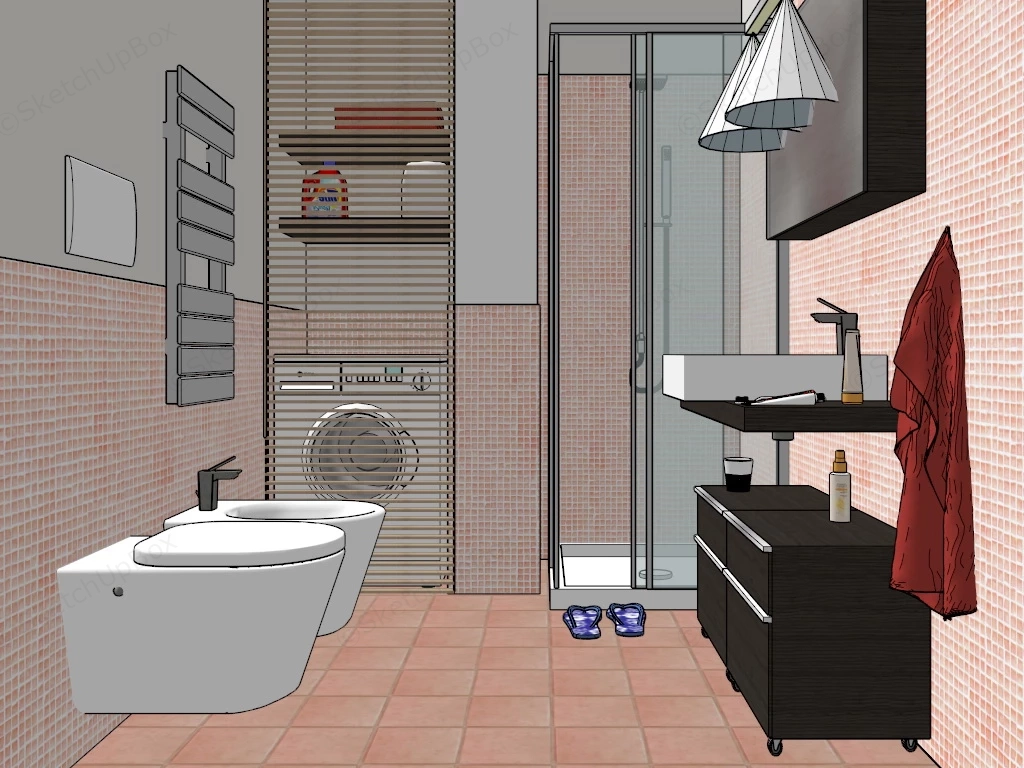 Light Pink Bathroom sketchup model preview - SketchupBox